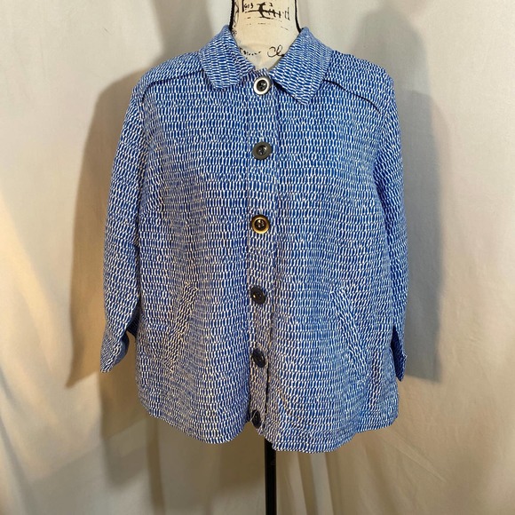 Christopher & Banks Crew Neck Long Sleeve Large Button Shirt Sz 14W-24W - Picture 1 of 7